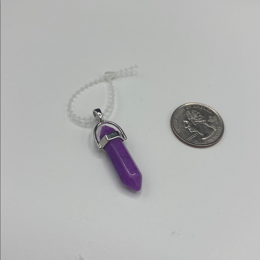 Sterling Silver Tiger Eye Point Pendant Necklace - Purple Crystal Jewelry